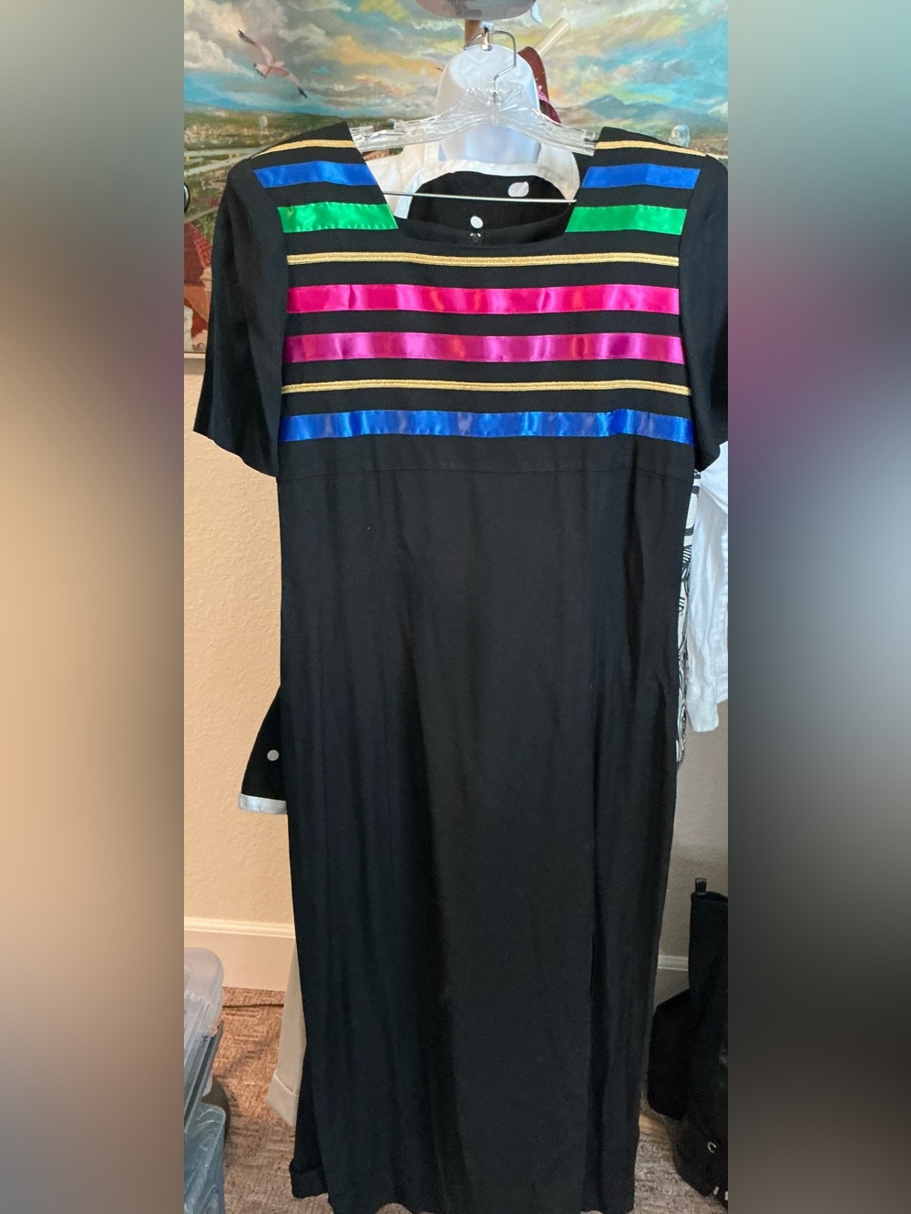 VTG 80s 90s Jeffrey & Dara Linda Hutley Ribbon Maxi Dress Made in USA Sz 14P